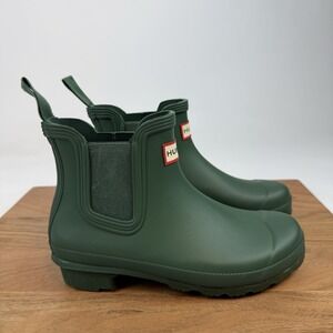 New Womens Hunter Original Waterproof Chelsea‎ Rain Green Boot Size 5 M